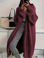 Side Split Chunky Rib Maxi Cardigan