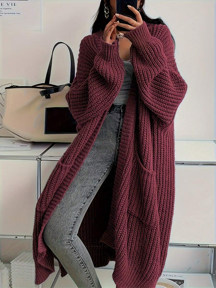 Side Split Chunky Rib Maxi Cardigan
