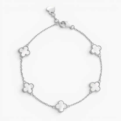 Gold Mother of Pearl Clover Charm Bracelet