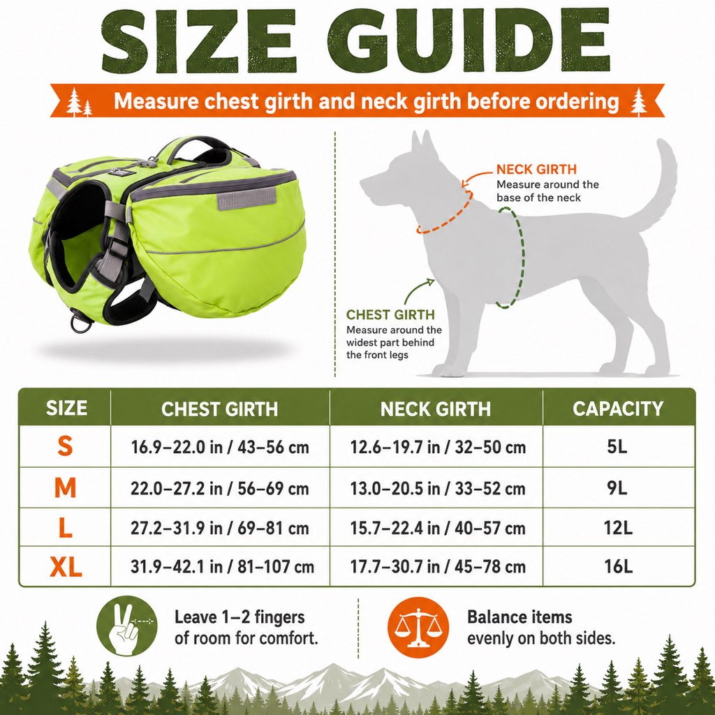Dog Saddlebag Backpack Harness for Hiking & Camping - Hands-Free Storage for Water, Treats & Trail Essentials