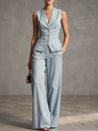Sky Blue Pinstripe Suit Set