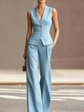 Sky Blue Pinstripe Suit Set