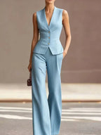 Sky Blue Pinstripe Suit Set