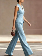 Sky Blue Pinstripe Suit Set