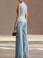 Sky Blue Pinstripe Suit Set