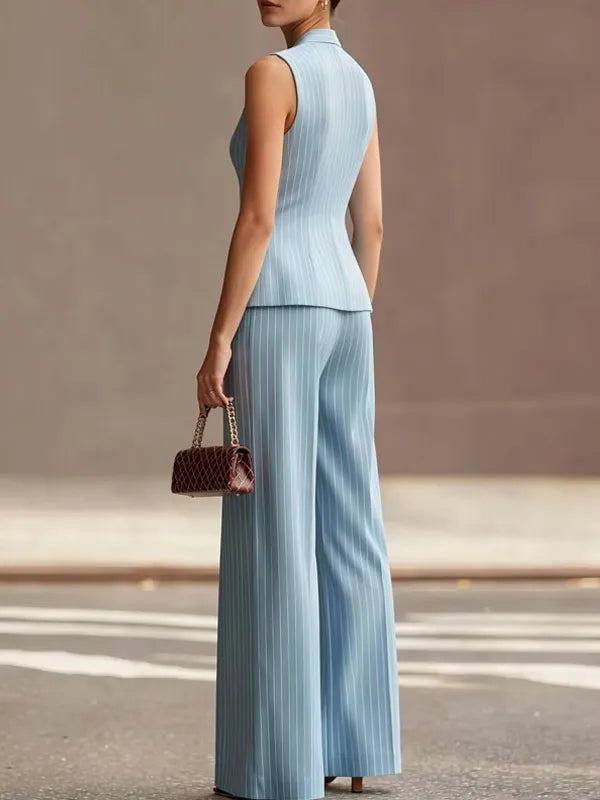 Sky Blue Pinstripe Suit Set