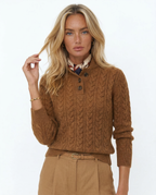 Stand Collar Cable Knit Pullover