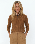 Stand Collar Cable Knit Pullover