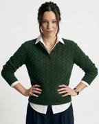 Stand Collar Cable Knit Pullover