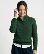 Stand Collar Cable Knit Pullover