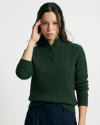 Stand Collar Cable Knit Pullover