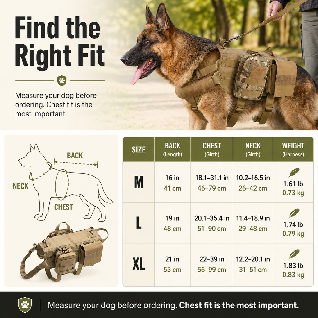 Tactical Dog Backpack Harness for Hiking & Daily Walks - Detachable Pouches for Gear & Better Control