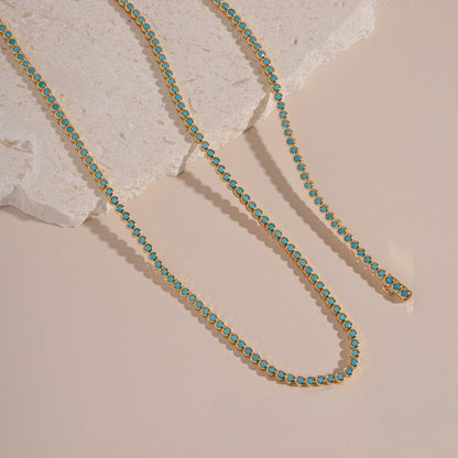 Dainty Turquoise Bezel Tennis Bracelet