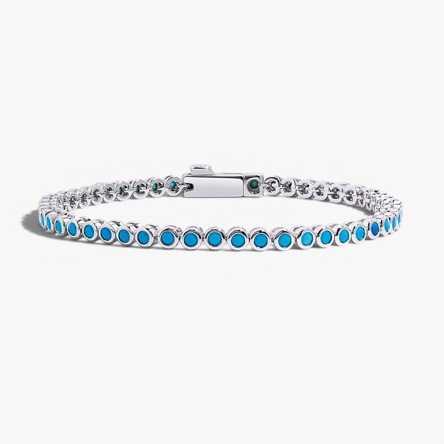 Dainty Turquoise Bezel Tennis Bracelet