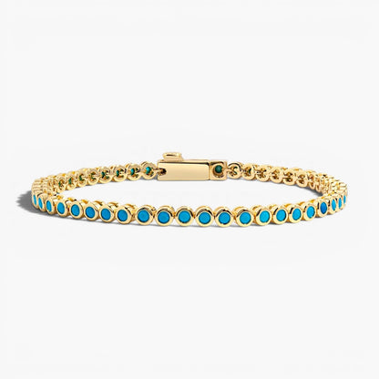 Dainty Turquoise Bezel Tennis Bracelet