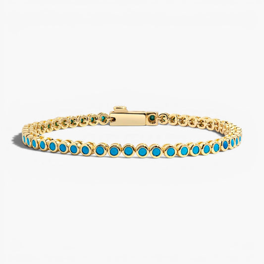 Dainty Turquoise Bezel Tennis Bracelet