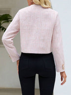 Tweed Button Front Cropped Jacket