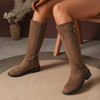 Twin Gold Button Side Zip Knee High Boots