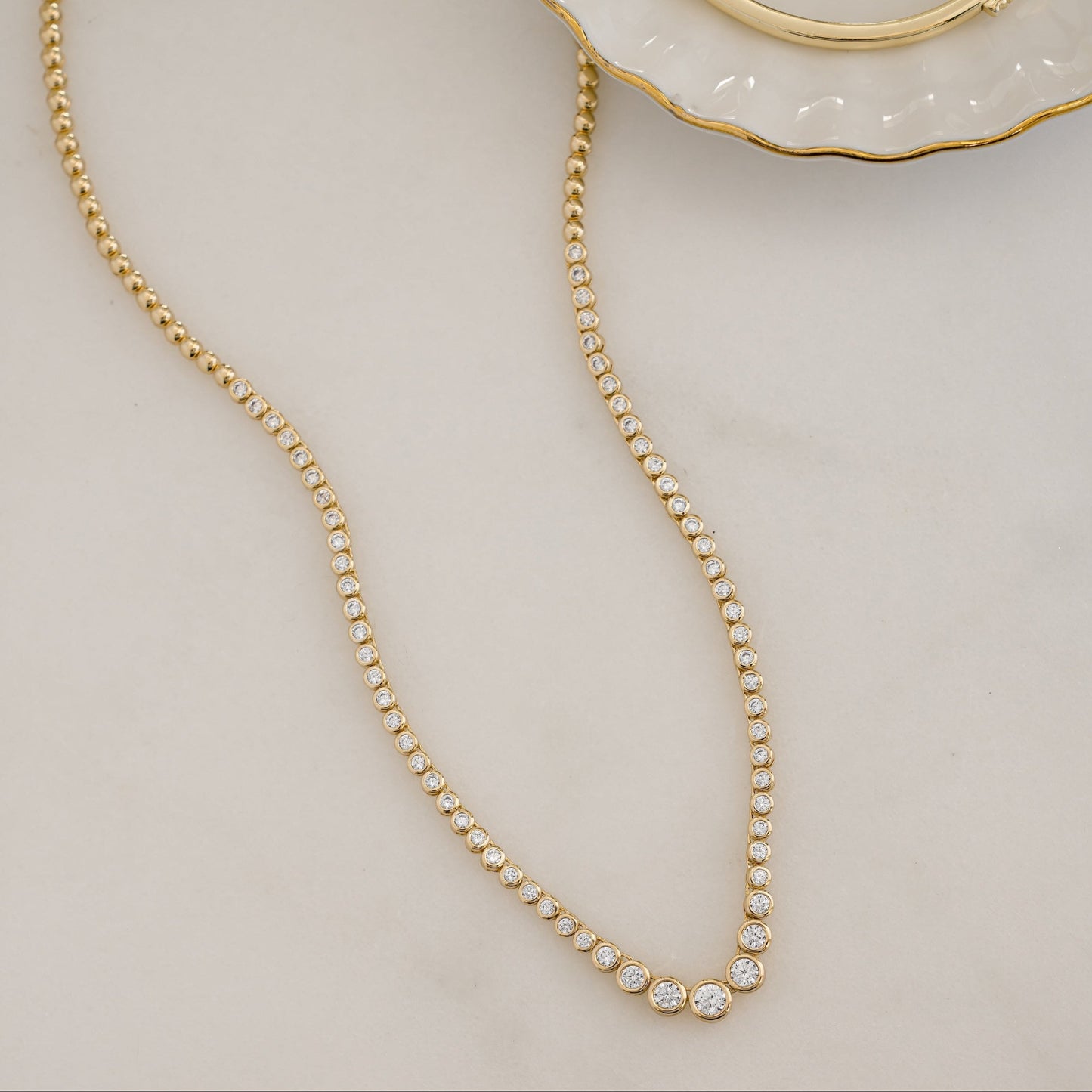 Graduated Bezel Tennis Necklace