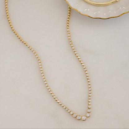 Graduated Bezel Tennis Necklace
