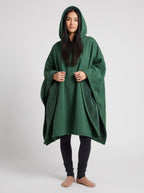 Wearable Blanket Poncho with Hood for Women and Men, Open Front with Plush Pile Lining and Wide Sleeves, Long Length, Sizes S-XL