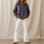Verawool – Plaid Knit Shirt-Collar Cardigan