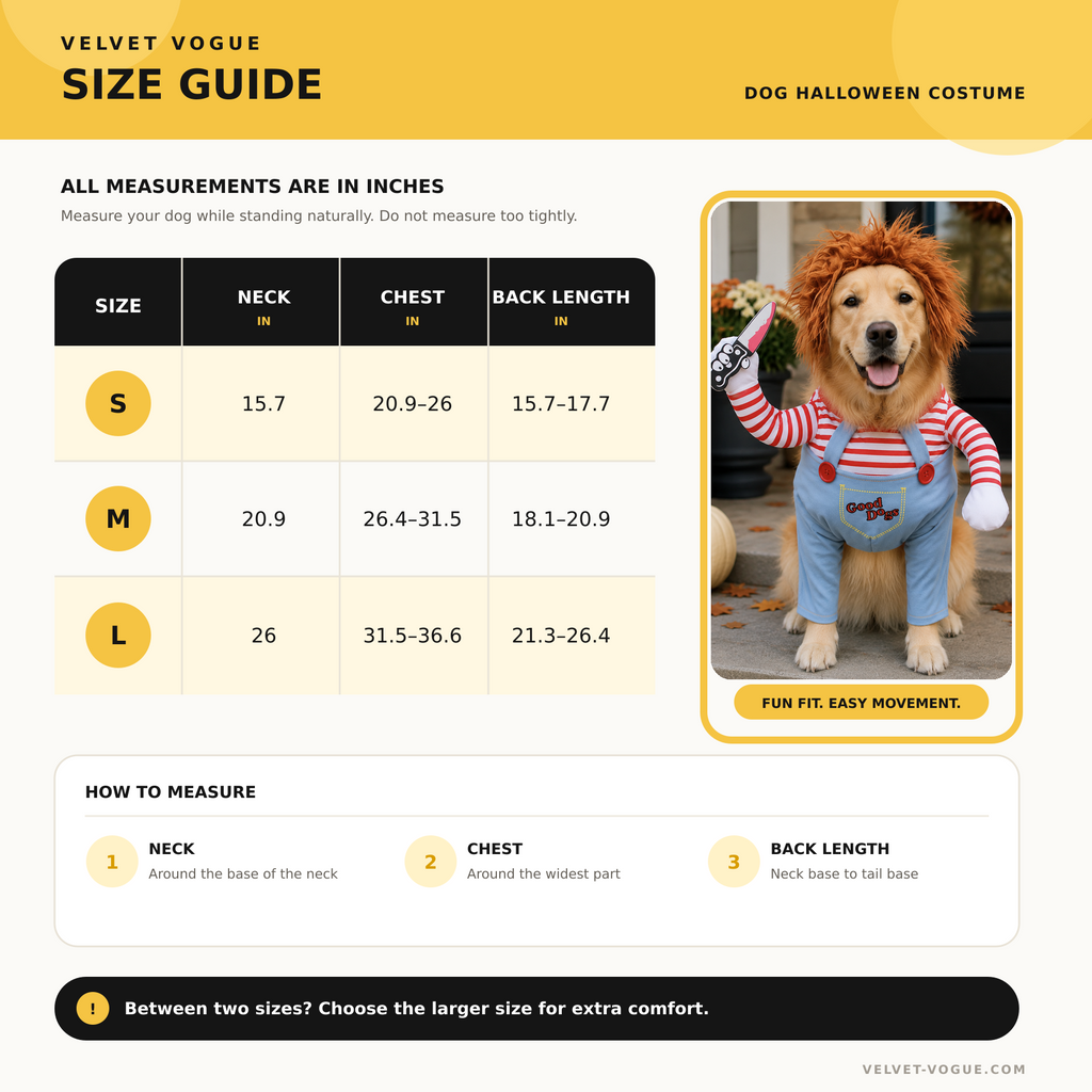 Dog Costume – Funny Halloween Pet Outfit with Wig & Knife for Small, Medium & Large Dogs