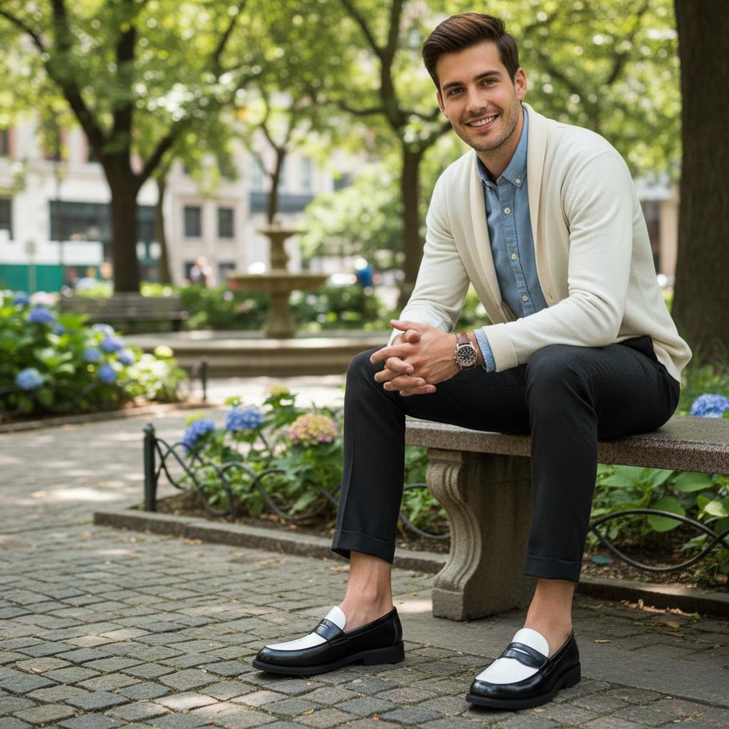 Men's Contrast Panel Loafers