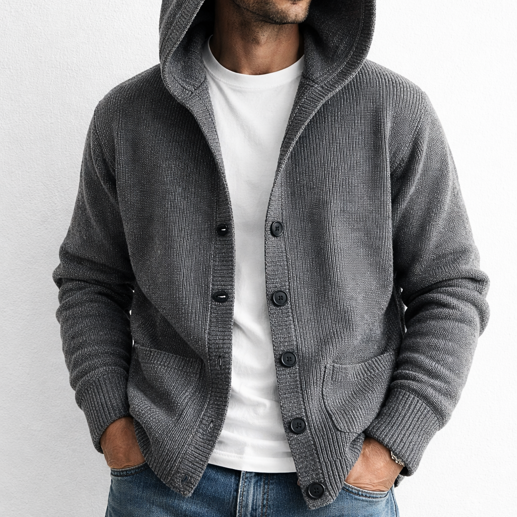 Men's Hooded Knit Cardigan