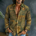 Men's Peacock Sun And Moon Print Shirt