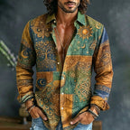Men's Peacock Sun And Moon Print Shirt