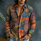 Men's Peacock Sun And Moon Print Shirt