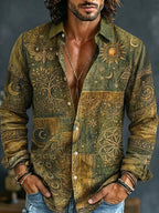 Men's Peacock Sun And Moon Print Shirt