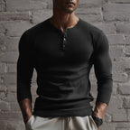 Men's Ribbed Henley Sweater