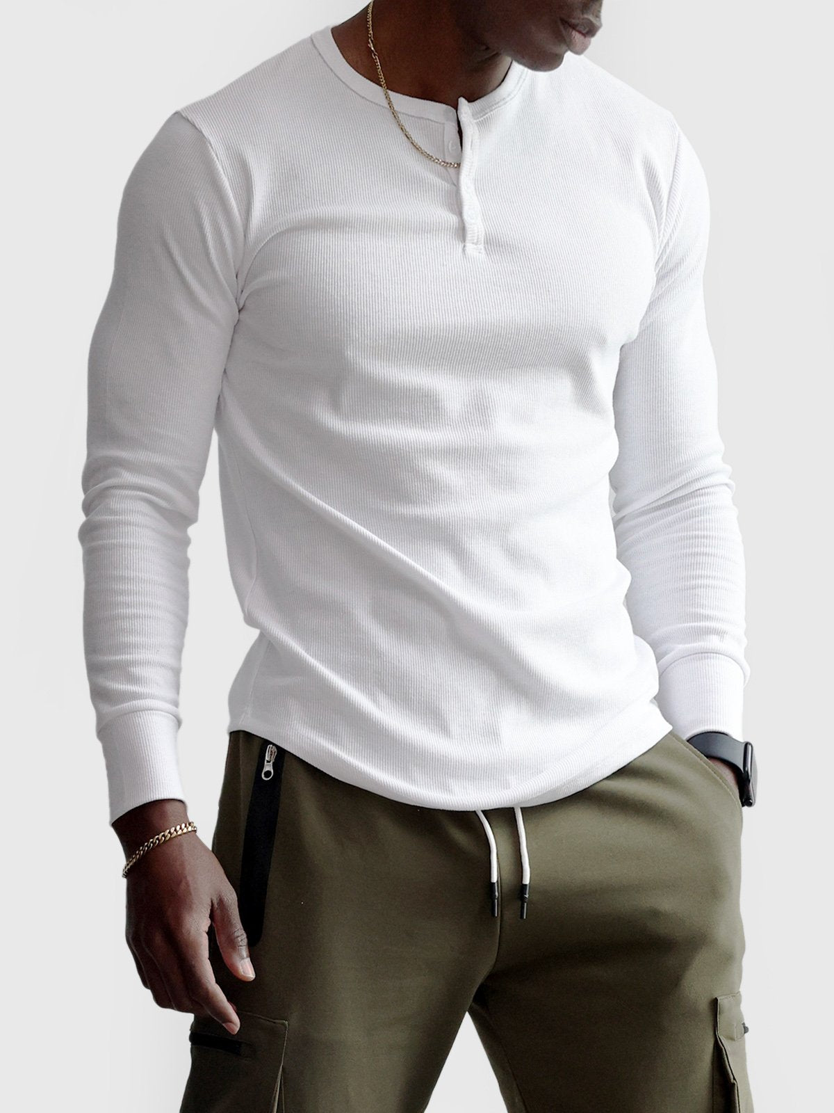 Men's Ribbed Henley Sweater