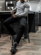 Men's Ribbed Henley Sweater
