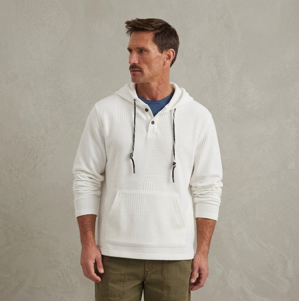 Men's Striped Henley Hoodie