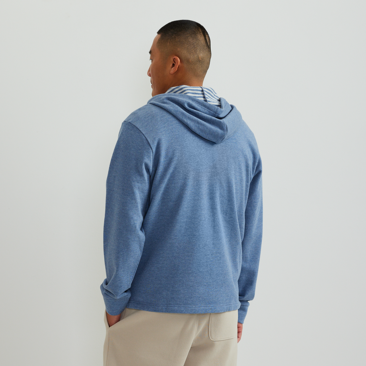 Men's Striped Henley Hoodie