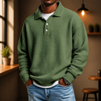 Men's Textured Polo Knit Sweater