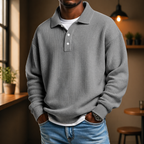 Men's Textured Polo Knit Sweater