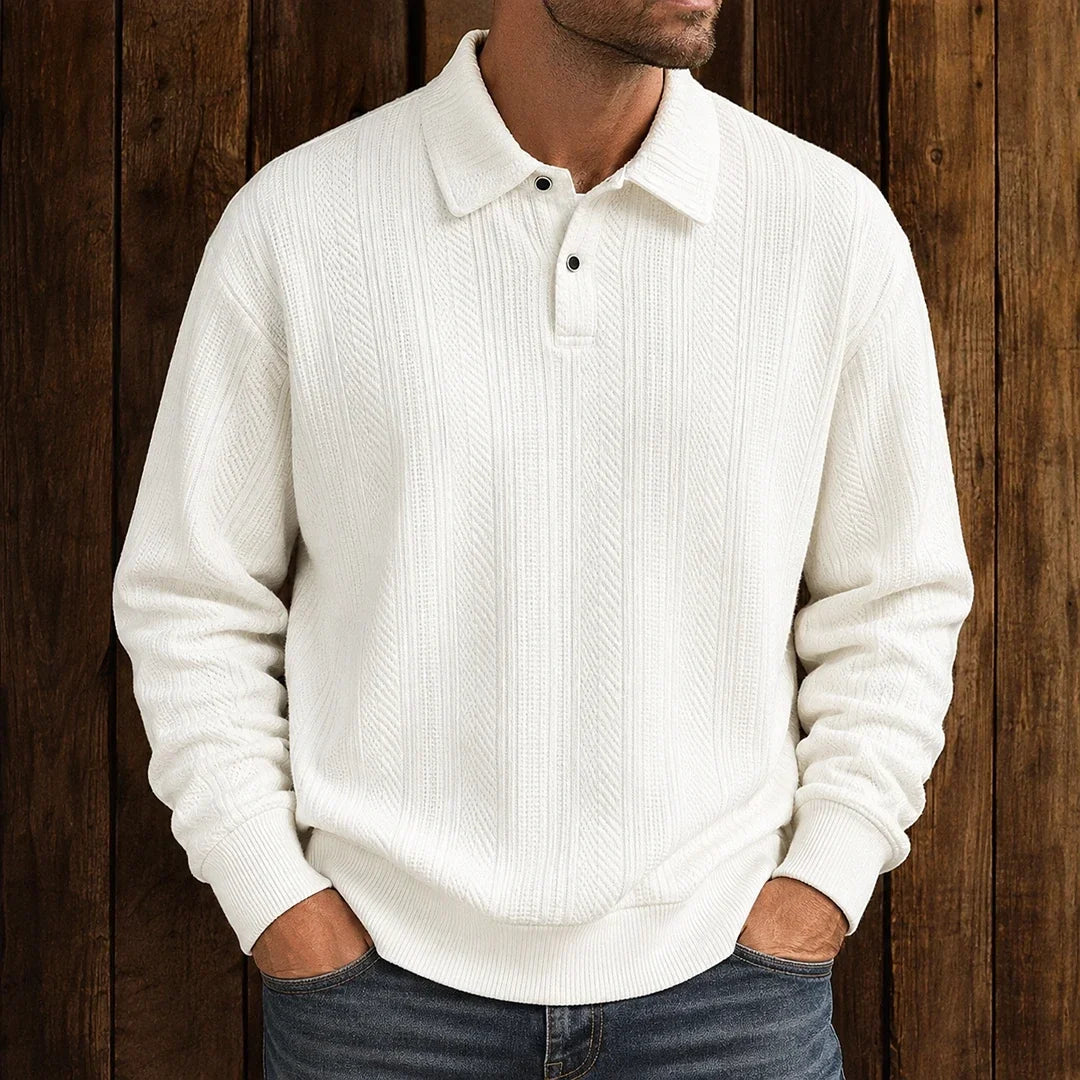 Men's Textured Polo Sweater