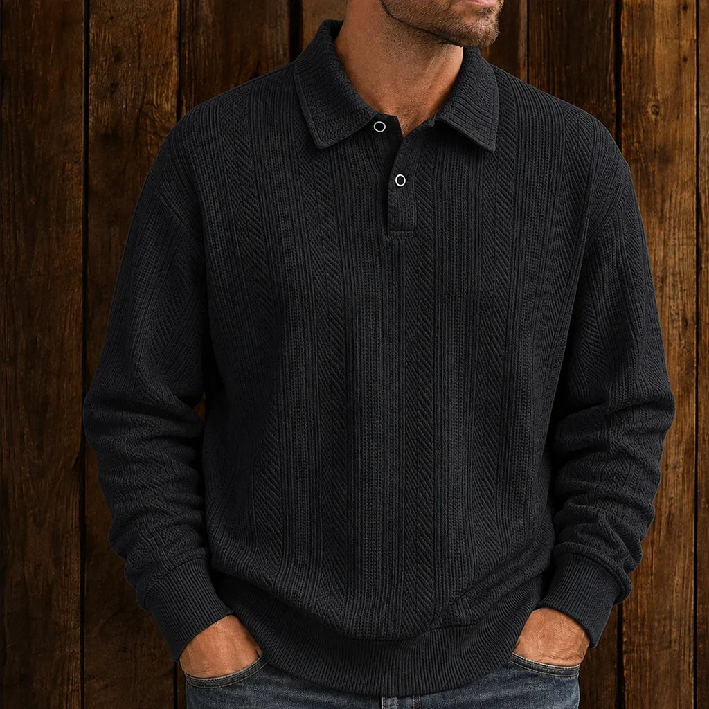 Men's Textured Polo Sweater