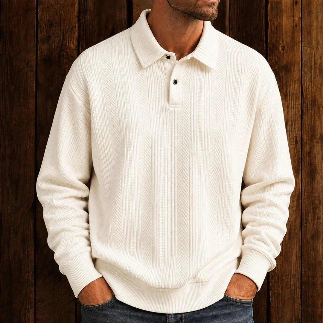 Men's Textured Polo Sweater