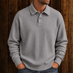 Men's Textured Polo Sweater