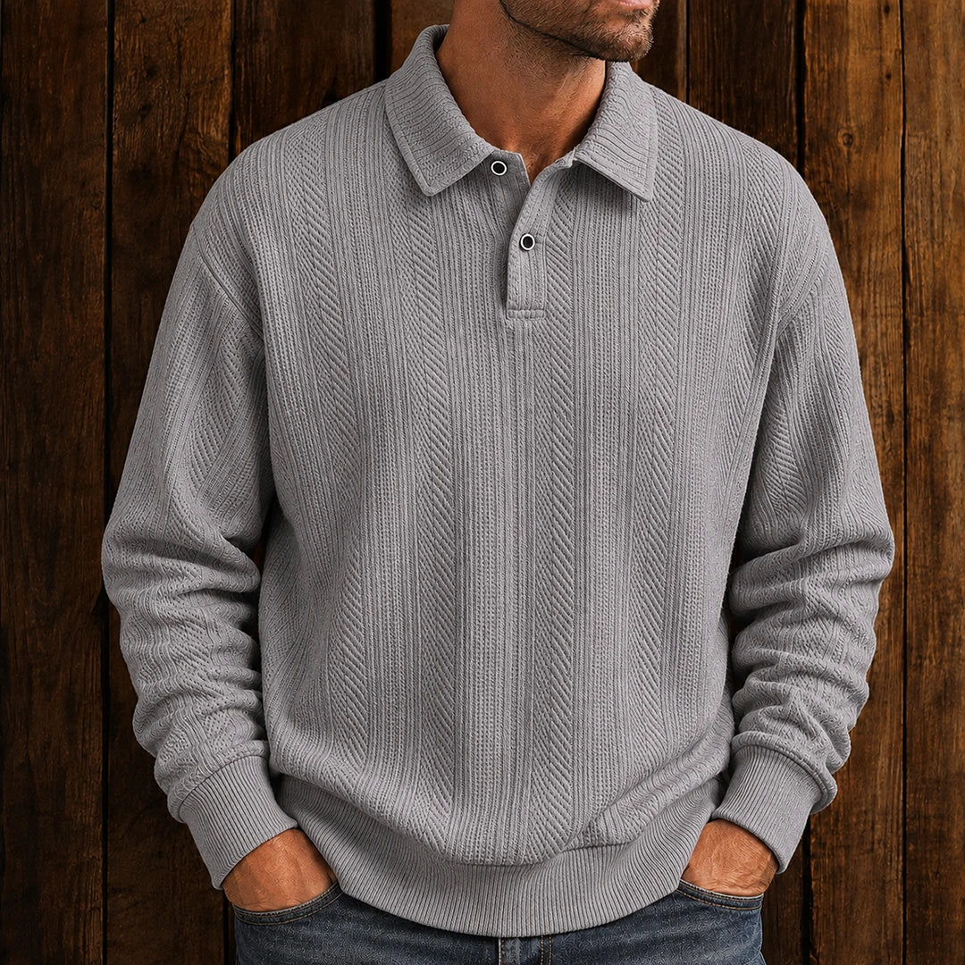 Men's Textured Polo Sweater