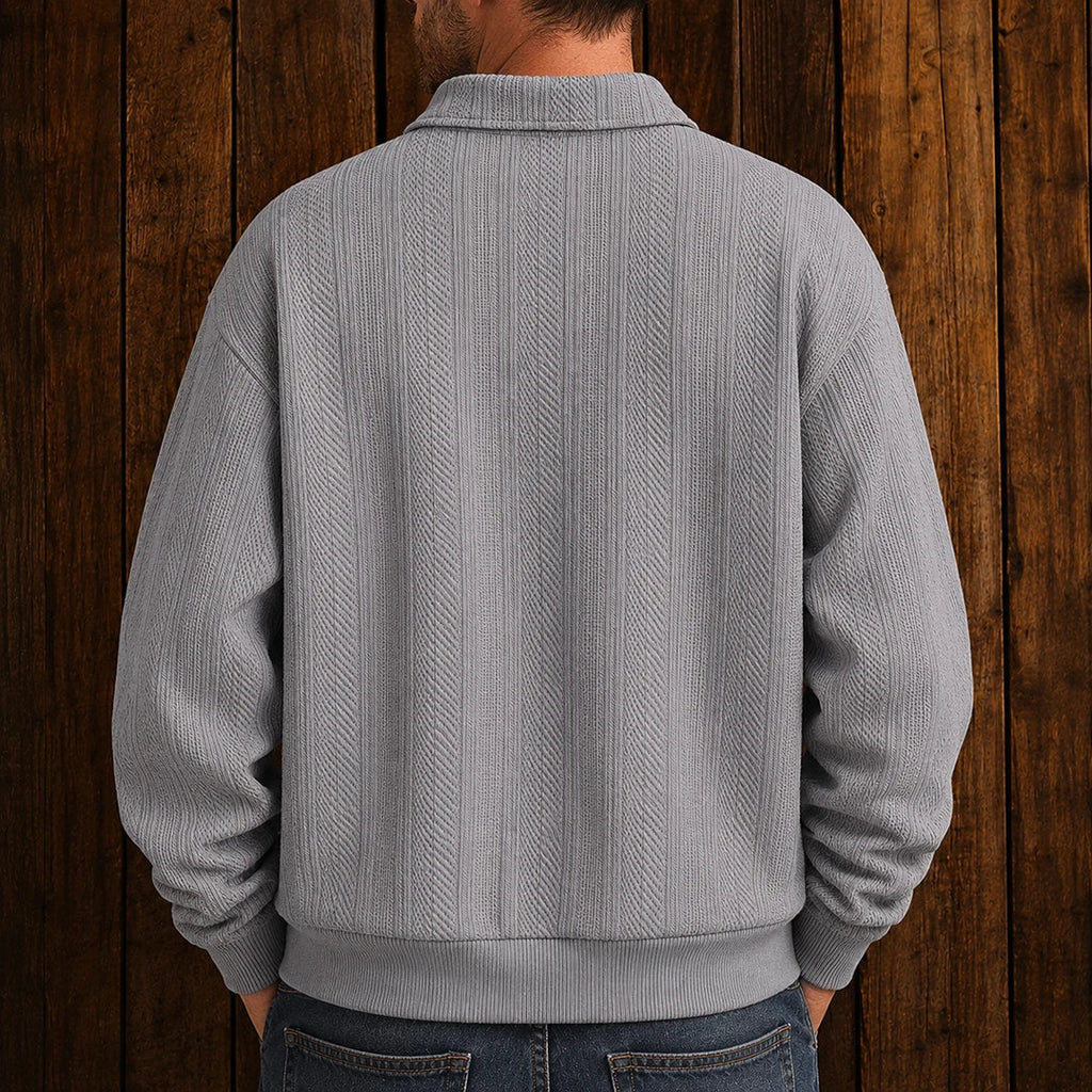 Men's Textured Polo Sweater