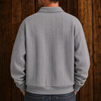 Men's Textured Polo Sweater