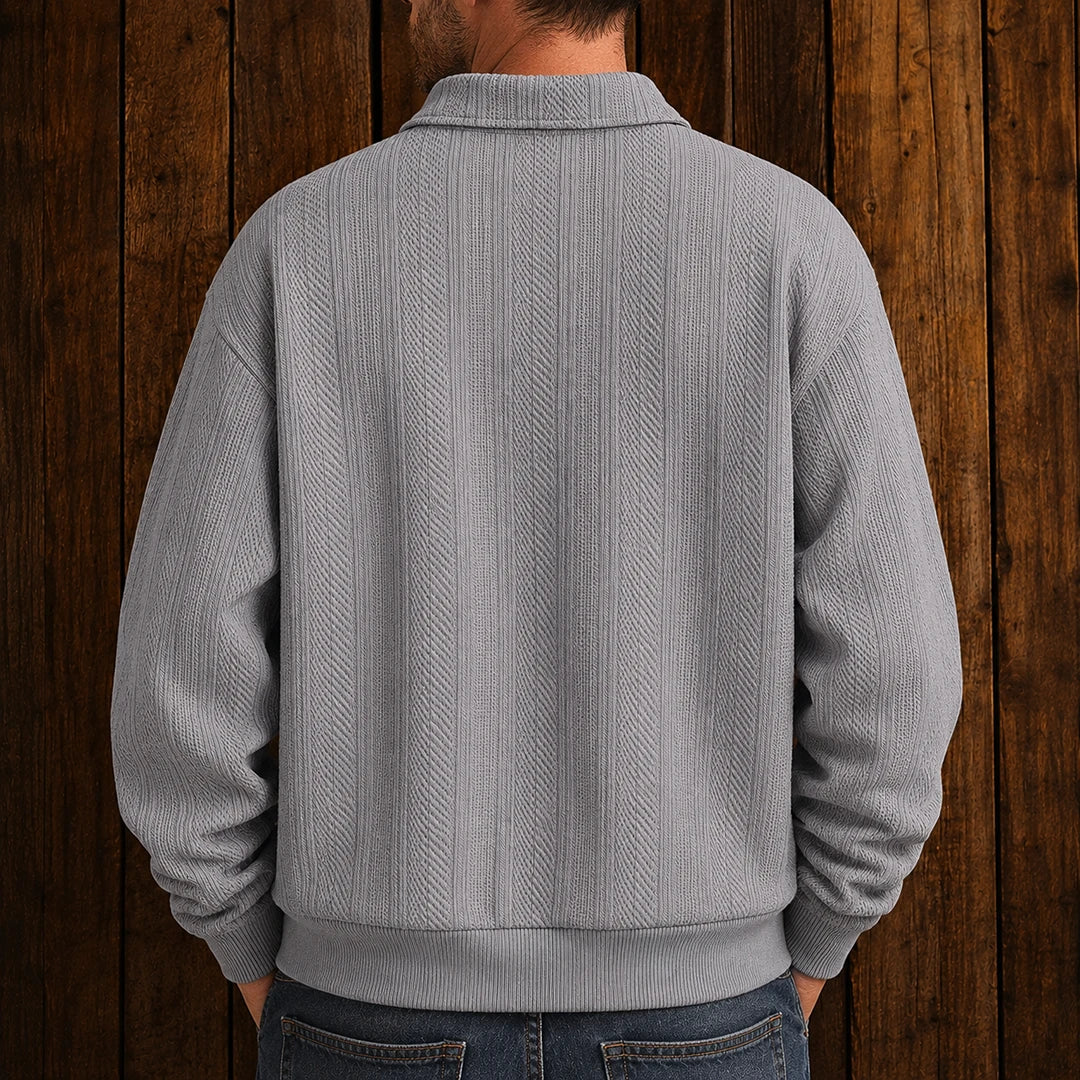 Men's Textured Polo Sweater