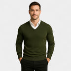 Men's V-Neck Fine Knit Jumper