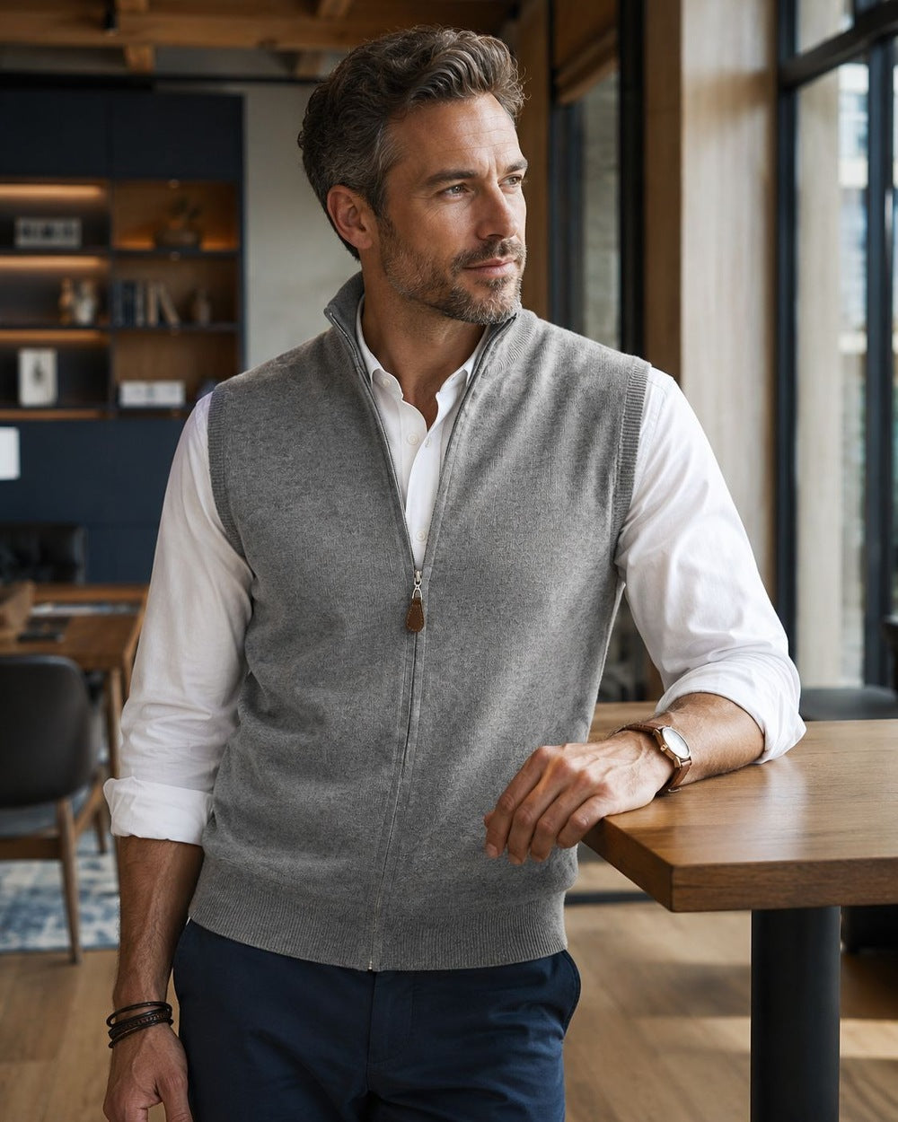 Men's Zip-Up Knitted Vest